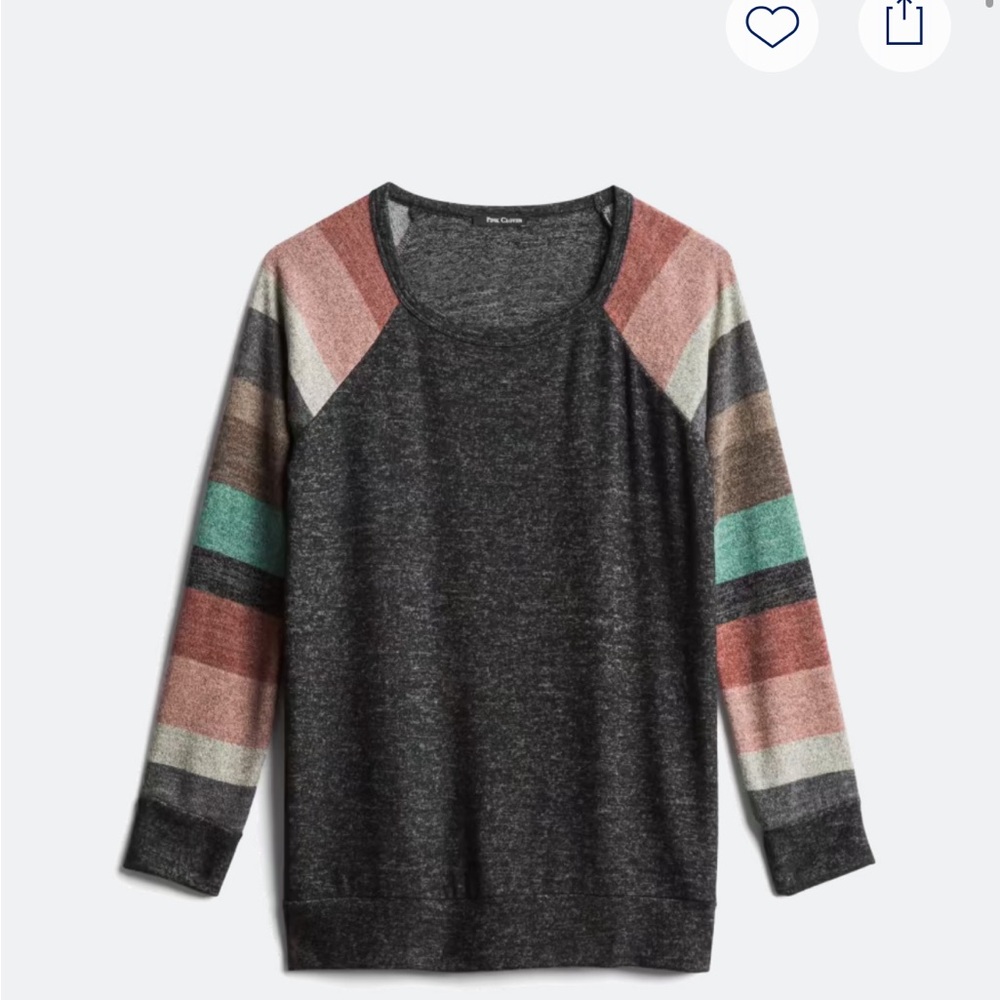 Pink Clover Charcoal Multicolor Stripe Sweater